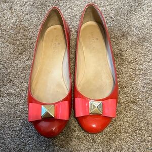 Kate Spade Red Flats with Bow Accent